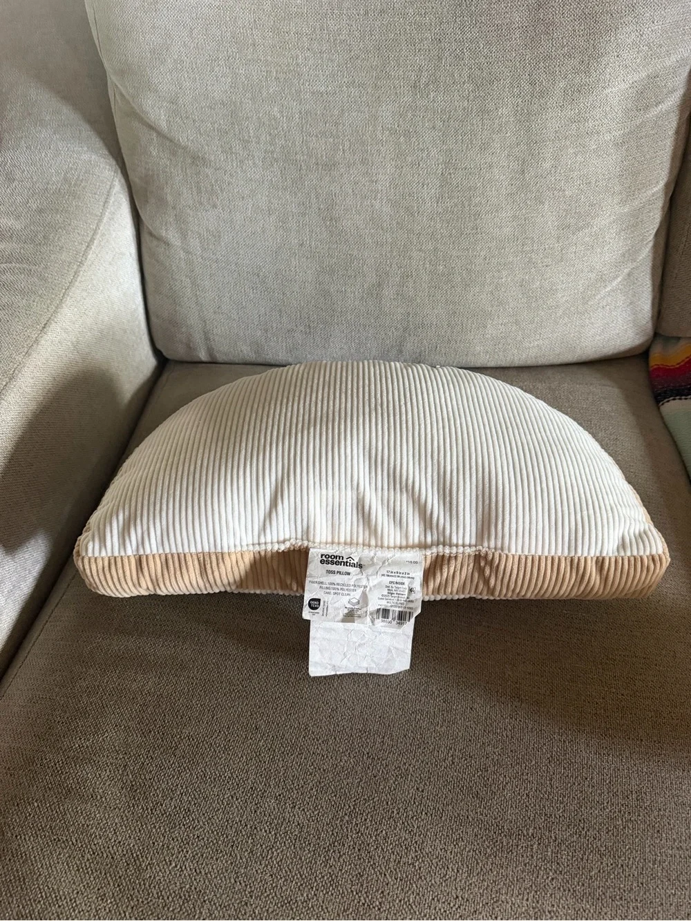 Room Essentials Cream Corduroy Half-Moon Accent Pillow